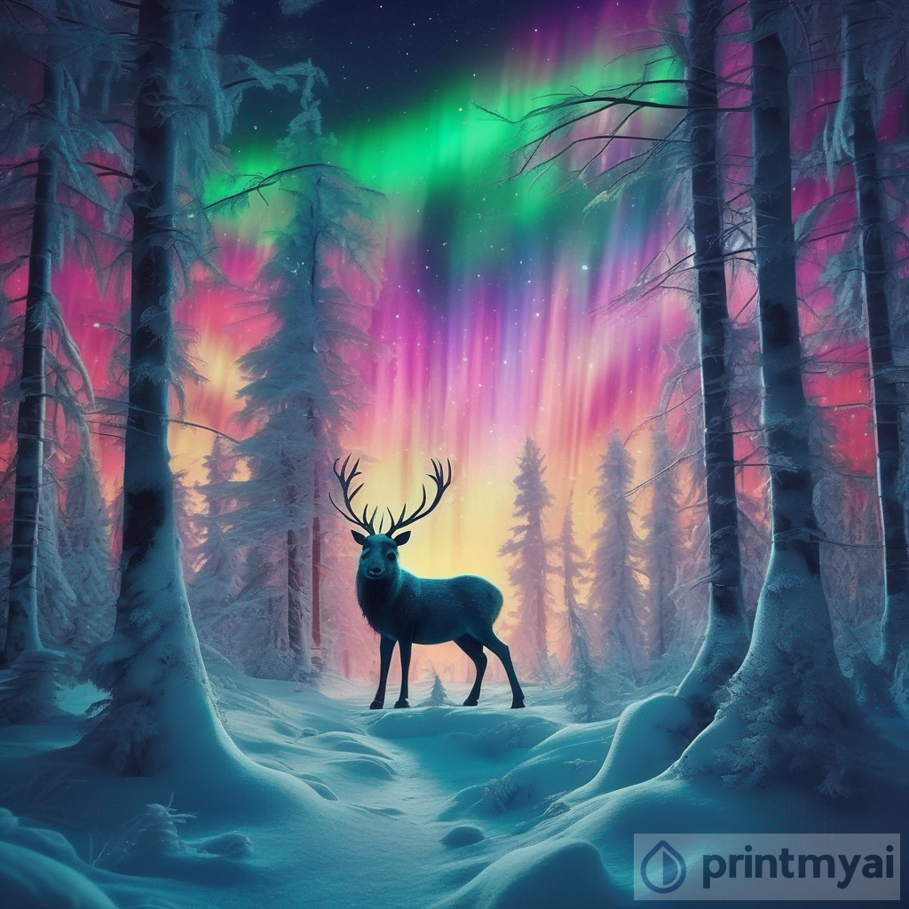 The Enchantment of the Northern Lights in a Magical Forest - PrintMyAi