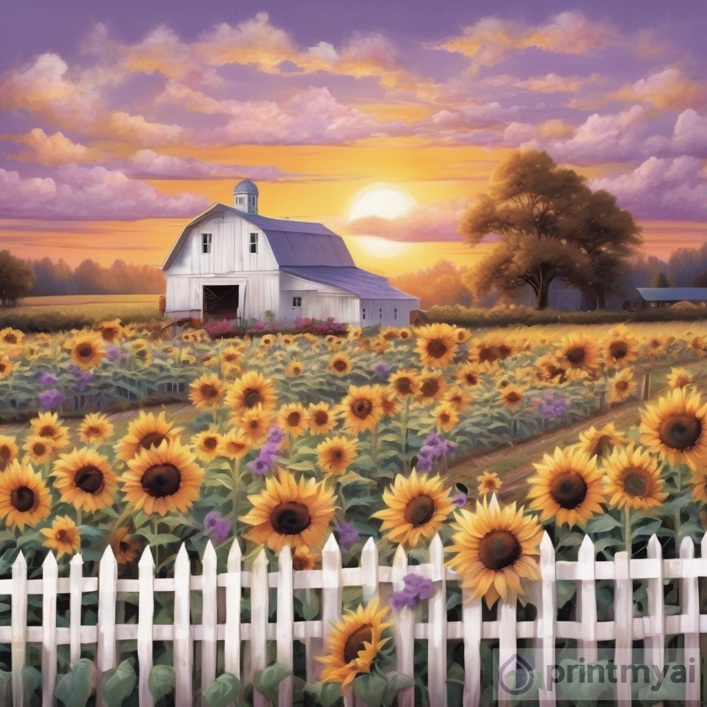 Painting A Farm Sunset Masterpiece An Artistic Journey PrintMyAi   Ai Images Gen 1698869621 