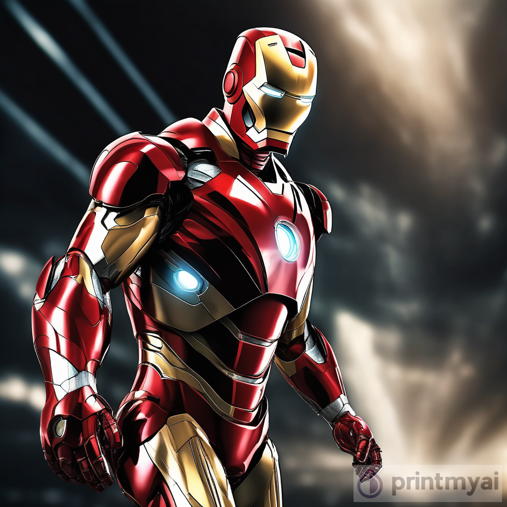 Superhero Portrait: Iron Man in Streamlined Red and Gold Suit | PrintMyAi