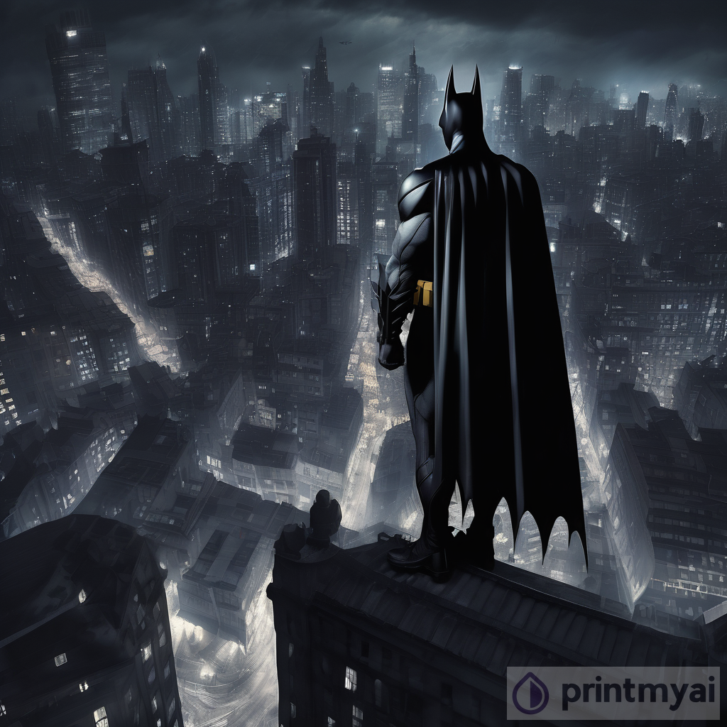 Batman on the Dark Street: A Cloaked Guardian of Gotham | PrintMyAi