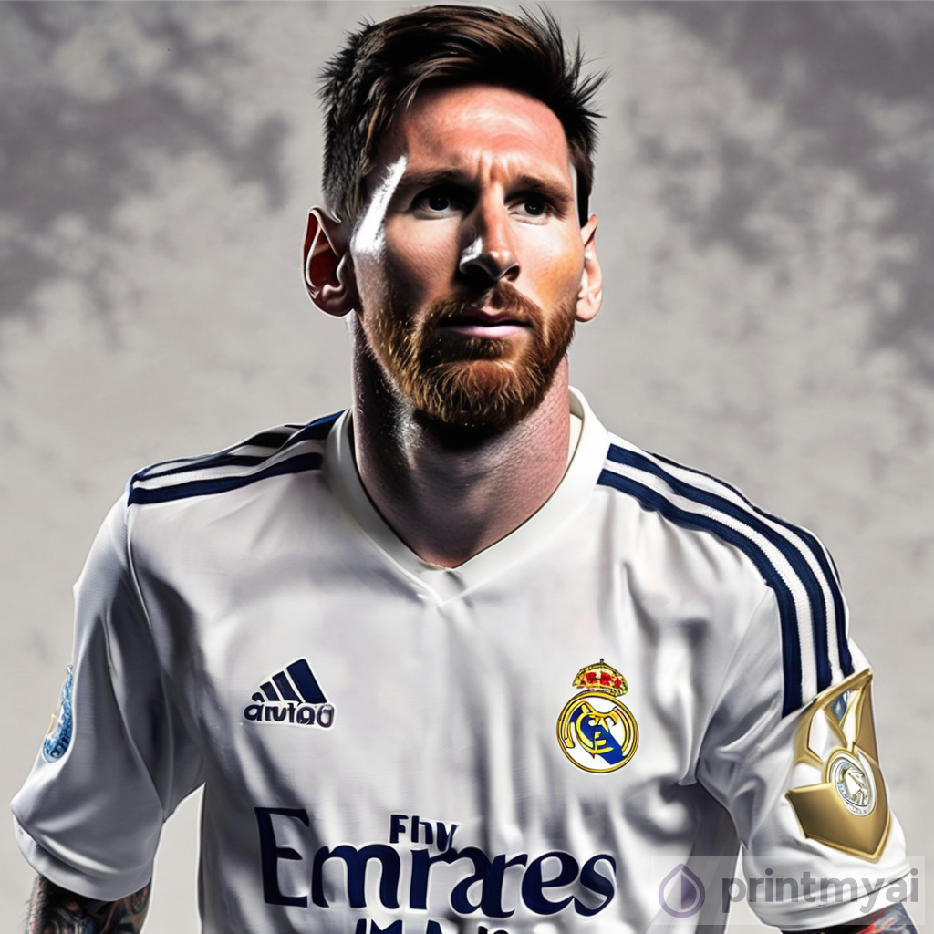 Exploring the Artistry of Messi in a Real Madrid Shirt | PrintMyAi