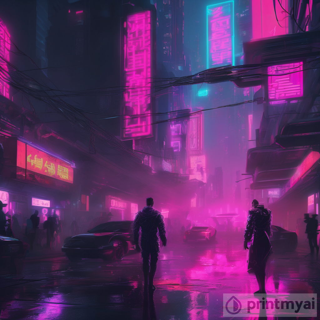 Cyberpunk Noir: Dystopian AI Artwork | PrintMyAi