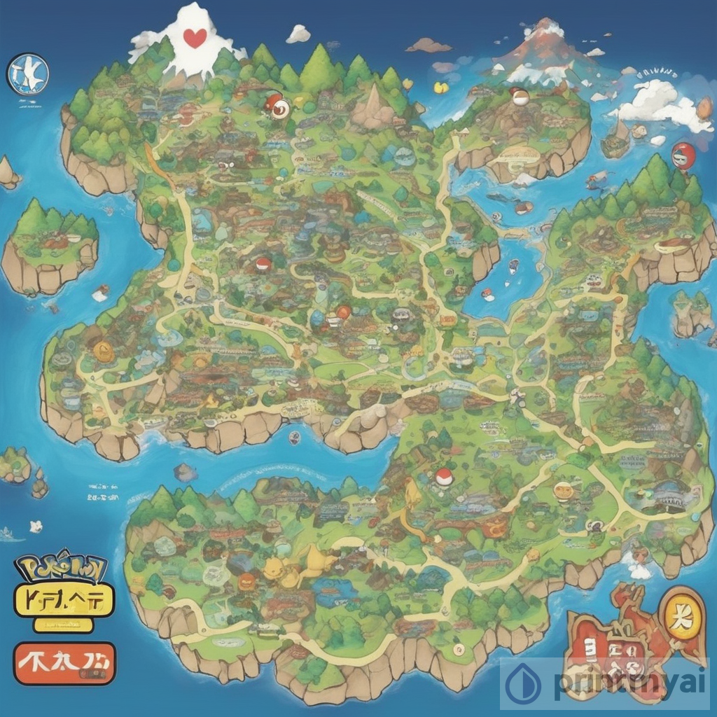 Mapa detallado de Pokemon inspirado en Japón | PrintMyAi